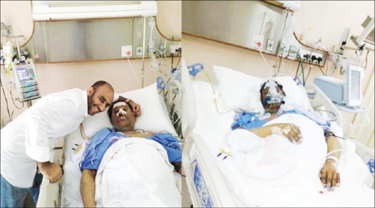 ولد الديرة في المستشفى وضاري المير في زيارته بعد رفع الاكسجين عنه