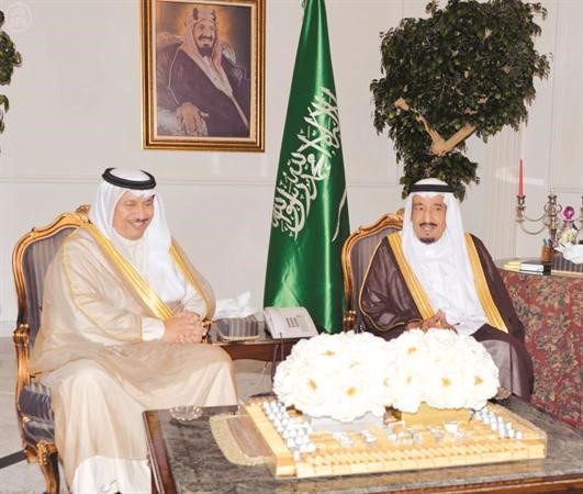 صاحب السمو الملكي الامير سلمان بن عبد العزيز خلال المباحثات مع سمو الشيخ جابر المبارك﻿