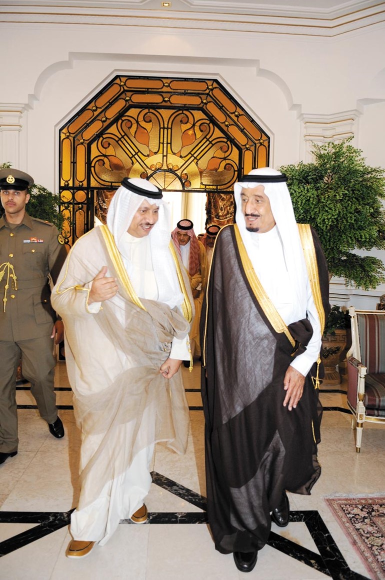 ولي العهد السعودي صاحب السمو الملكي الامير سلمان بن عبدالعزيز مستقبلا سمو رئيس الوزراء الشيخ جابر المبارك