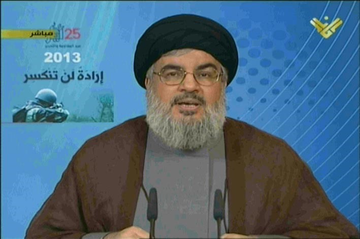 الامين العام لحزب الله السيد حسن نصرالله متحدثا في ذكرى التحرير