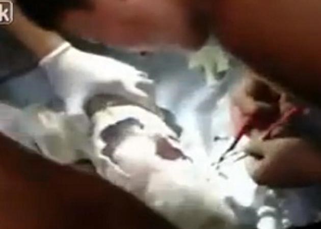 بالفيديو.. استخراج رضيع حياً من الصرف الصحي