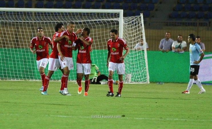 فرحة لاعبي الاهلي بالفوز على المحلة
