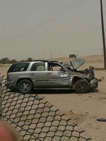 سيارة الشاب البدون بعد حادث الانقلاب ﻿