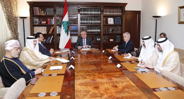 الرئيس ميشال سليمان مستقبلا سفراء دول مجلس التعاون الخليجي محمود الطويل 