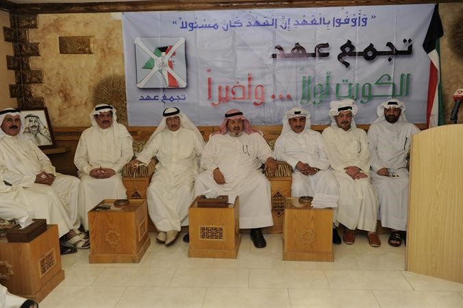 احمد المليفي وسعد المعطش وفيصل المزين وفيصل القناعي ومحمد الهاجري خلال الندوة هاني عبدالله