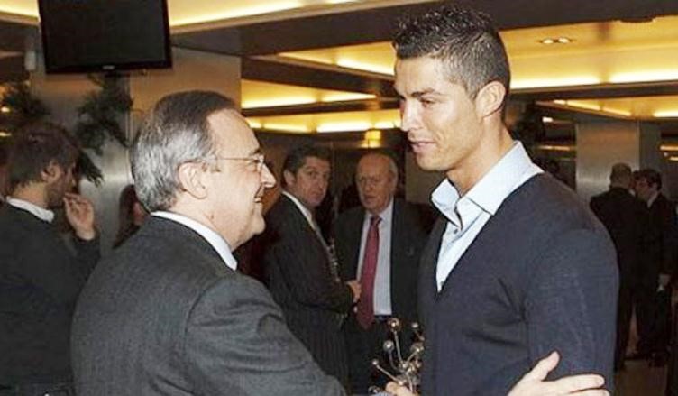 نجم ريال مدريد رونالدو مع رئيس النادي الملكي بيريز