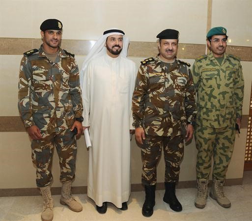 العميد خالد الوقيت والملازم اول بدر المطوع وفالح العازمي واحد افراد الحرس