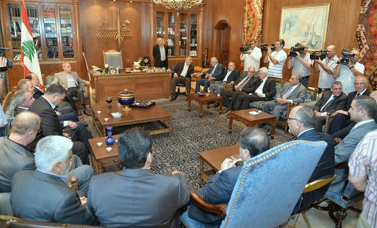 رئيس البرلمان نبيه بري خلال لقاء الاربعاء النيابي في البرلمان امس محمود الطويل