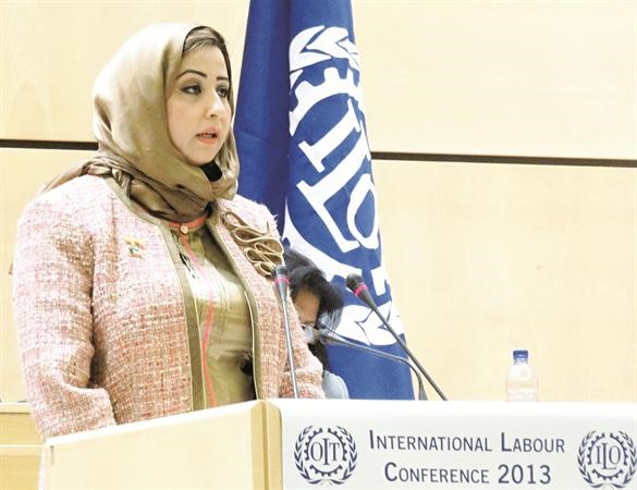  ذكرى الرشيدي تلقي كلمة الكويت في مؤتمر منظمة العمل الدولية ﻿