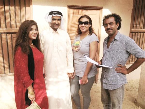 اميرة مع ابتسام عبدالله وخليل الرميثي والمخرج جمعان الرويعي ﻿