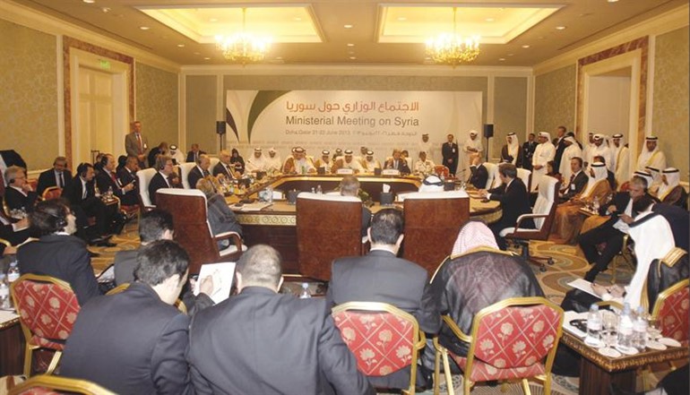 جانب من اجتماعات الدول 11 من مجموعة اصدقاء سورية لدعم المعارضة السورية في الدوحة رويترز