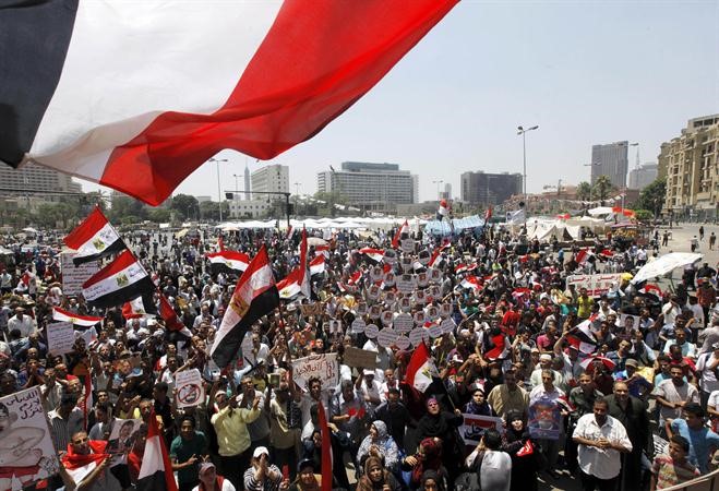 جانب من التظاهرات في ميدان التحرير امس اپ
