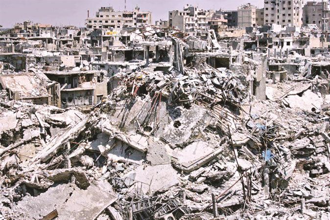 صورة وزعتها تنسيقية حمص للدمار الحاصل نتيجة قصف النظام للاحياء المحاصرة