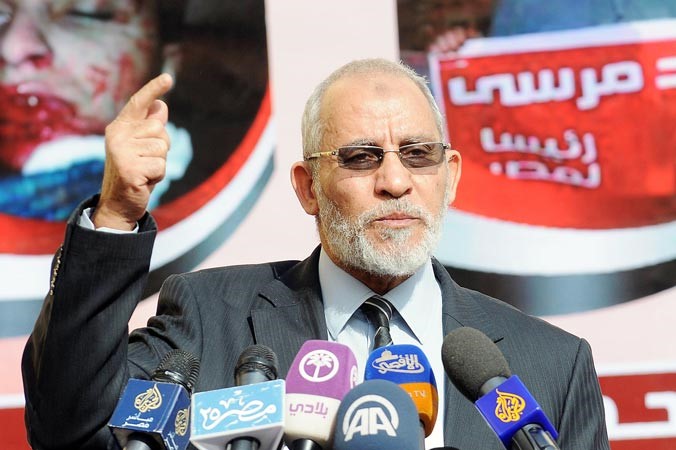 صورة ارشيفية من مؤتمر صحافي لمرشد الاخوان العام محمد بديع ا ف ب