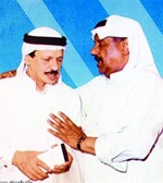 الراحلان علي المفيدي وغانم الصالح في عمل تلفزيوني