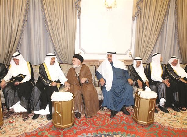 سمو الشيخ ناصرالمحمد والسيد محمد بحر العلوم والعم يوسف الحجي وعبد العزيز البابطين 
