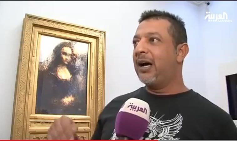 بالفيديو.. فنان إماراتي يعيد رسم «الموناليزا» بطابع عربي في لندن