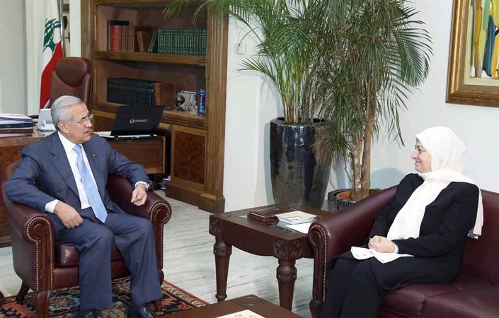 الرئيس ميشال سليمان مستقبلا النائبة بهية الحريري في بعبدا امس	 محمود الطويل﻿