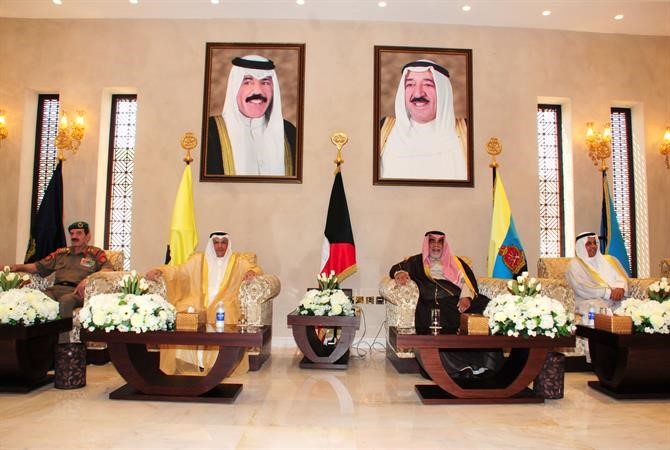 الشيخ خالد الجراح والشيخ احمد الخالد خلال الاستقبال 
