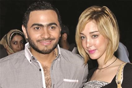 تامر حسني وزوجته بسمة بوسيل﻿