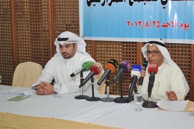 براك الصبيح وسعود النجدي خلال المؤتمر الصحافي 	سعود سالم﻿