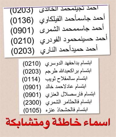اسماء خاطئة ومتشابكة