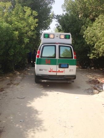 سيارة الاسعاف المسروقة بعد العثور عليها 