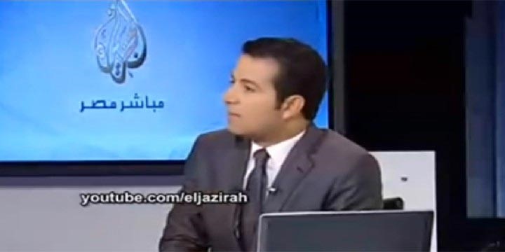 بالفيديو.. مذيع الجزيرة يطرد ضيفه على الهواء 