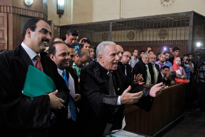 صورة ارشيفية للجلسة الاولى من محاكمة قادة الاخوان المسلمين الشهر الماضي افپ