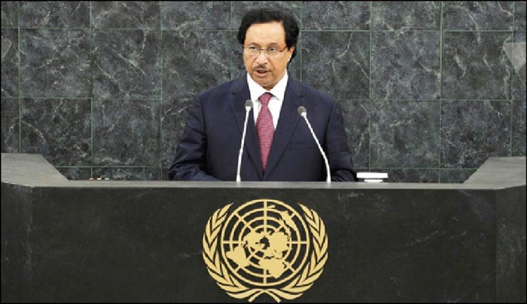 ممثل صاحب السمو الامير الشيخ صباح الاحمد سمو رئيس الوزراء الشيخ جابر المبارك يلقي كلمة الكويت في اجتماعات الدورة 68 للجمعية العامة للامم المتحدة