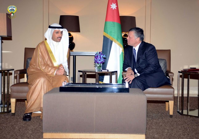 مللك الاردن عبدالله الثاني خلال استقباله رئيس مجلس الامة مرزوق الغانم