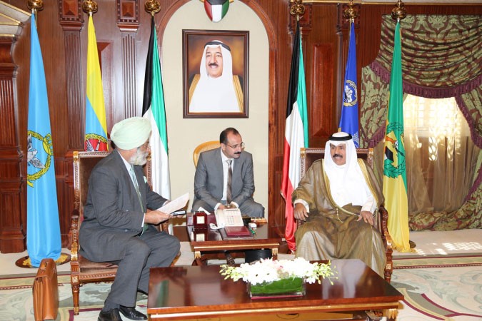 سمو ولي العهد الشيخ نواف الاحمد مستقبلا نائب مستشار الامن القومي الهندي﻿