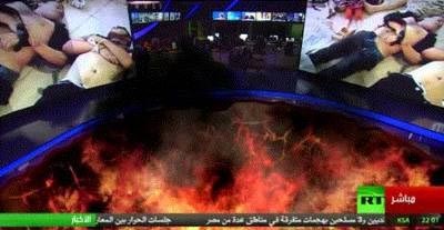 بالفيديو.. سقوط استديو «روسيا اليوم» فى فوهة نار بعد نشرة طقس سورية