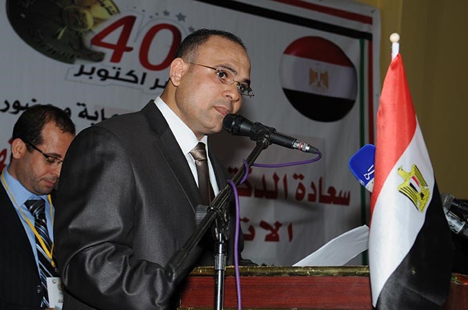 رئيس الاتحاد جمال ابو الخير ملقيا كلمته