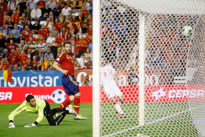 هدف نيغريدو في مرمى جورجيا اهدى الاسبان بطاقة التاهل لمونديال البرازيل 2014 	رويترز﻿