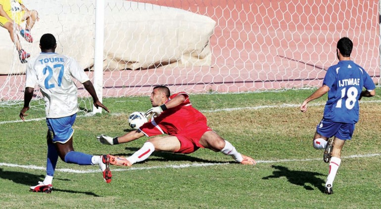  احد الاهداف في مباراة الصفاء والاجتماعي طرابلس على ملعب بيروت البلدي 
