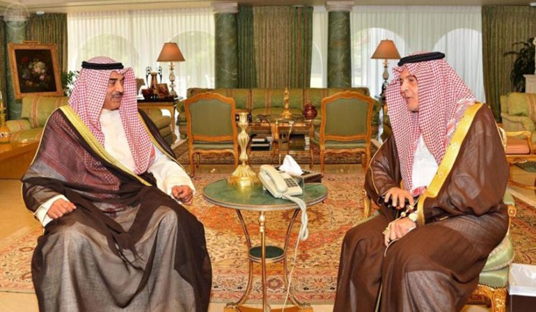 الامير سعود الفيصل خلال استقباله الشيخ صباح الخالد