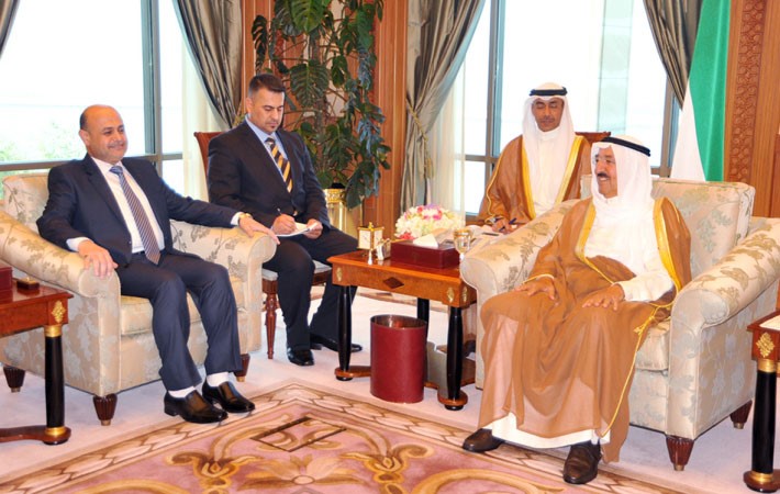 صاحب السمو الامير الشيخ صباح الاحمد مستقبلا محافظ البصرة ماجد النصراوي ﻿