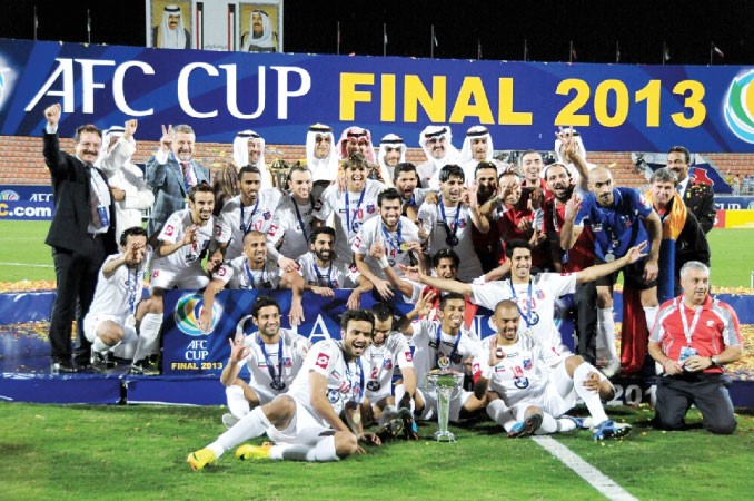 فرحة لاعبي الكويت بالتتويج بكاس الاتحاد الاسيوي	 هاني الشمري﻿