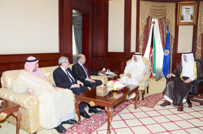 الشيخ محمد الخالد خلال استقبال محافظ البصرة﻿