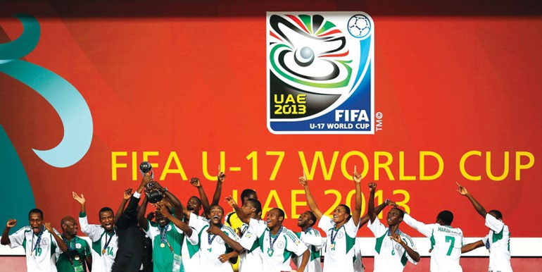 فرحة لاعبي نيجيريا بالتتويج بكاس العالم للناشئينرويترز﻿