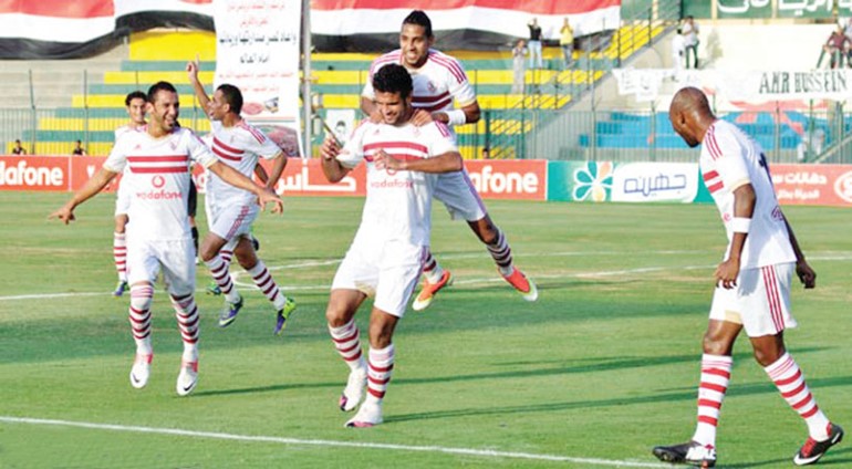 فرحة لاعبي الزمالك بعد الفوز على وادي دجلة