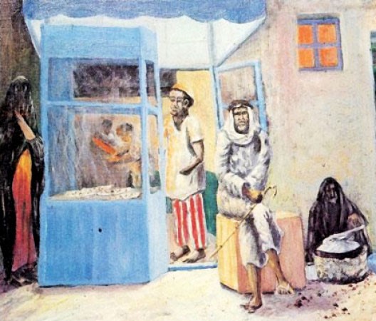 احدى لوحات الراحل ايوب حسين﻿