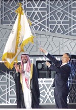 رئيس المجلس الاولمبي الاسيوي الشيخ احمد الفهد يحضر مراسم رفع علم المجلس ﻿