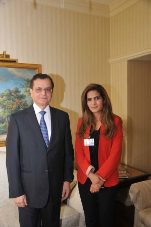 وزير الخارجية اللبناني عدنان منصور خلال لقائه الزميلة بيان عاكوم ﻿
