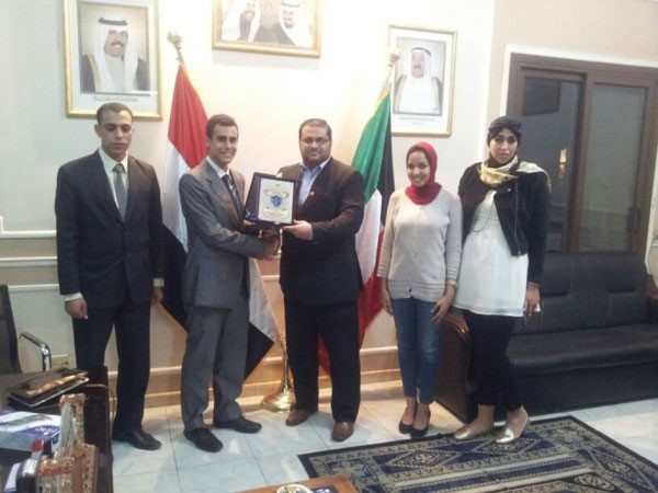  رئيس الاتحاد الوطني لطلبة الكويت في مصر ناصر العقاب خلال استقباله وفدا من الاتحاد العام لطلبة مصر ﻿