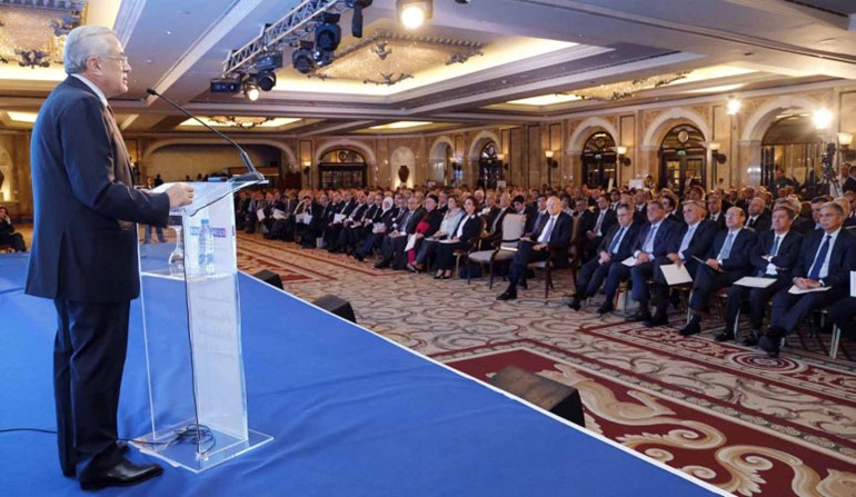 الرئيس ميشال سليمان يلقي كلمته خلال المشاركة في ندوة منتدى بعبدا 	محمود الطويل ﻿