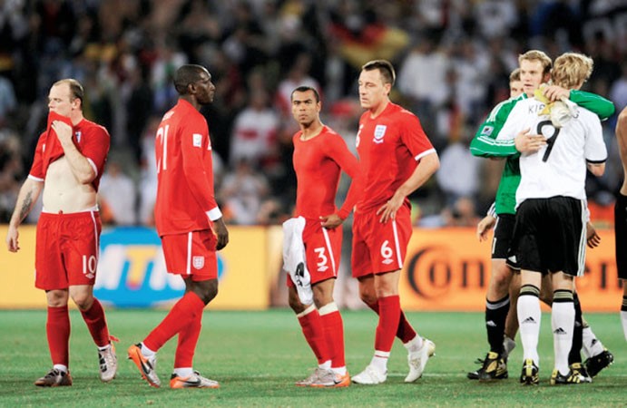 جانب من لقاء انجلترا والمانيا في مونديال جنوب افريقيا 2010