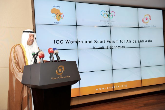 رئيس المجلس الاولمبي الاسيوي الشيخ احمد الفهد يلقي كلمته في افتتاح المؤتمر