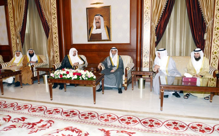 رئيس مجلس الامة مرزوق الغانم خلال استقباله رئيس مجلس الشورى السعودي دعبدالله بن محمد ال الشيخ بحضور السفير السعودي ﻿